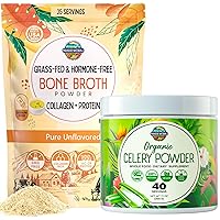 Grass-Fed Probiotic Bone Broth Powder and Organic Celery Powder Bundle by Paradise Naturals, Protein and Collagen Rich, Detox Juice Cleanse, Supports Gut Health, Non-GMO, Healthy Skin, Hair, Joints
