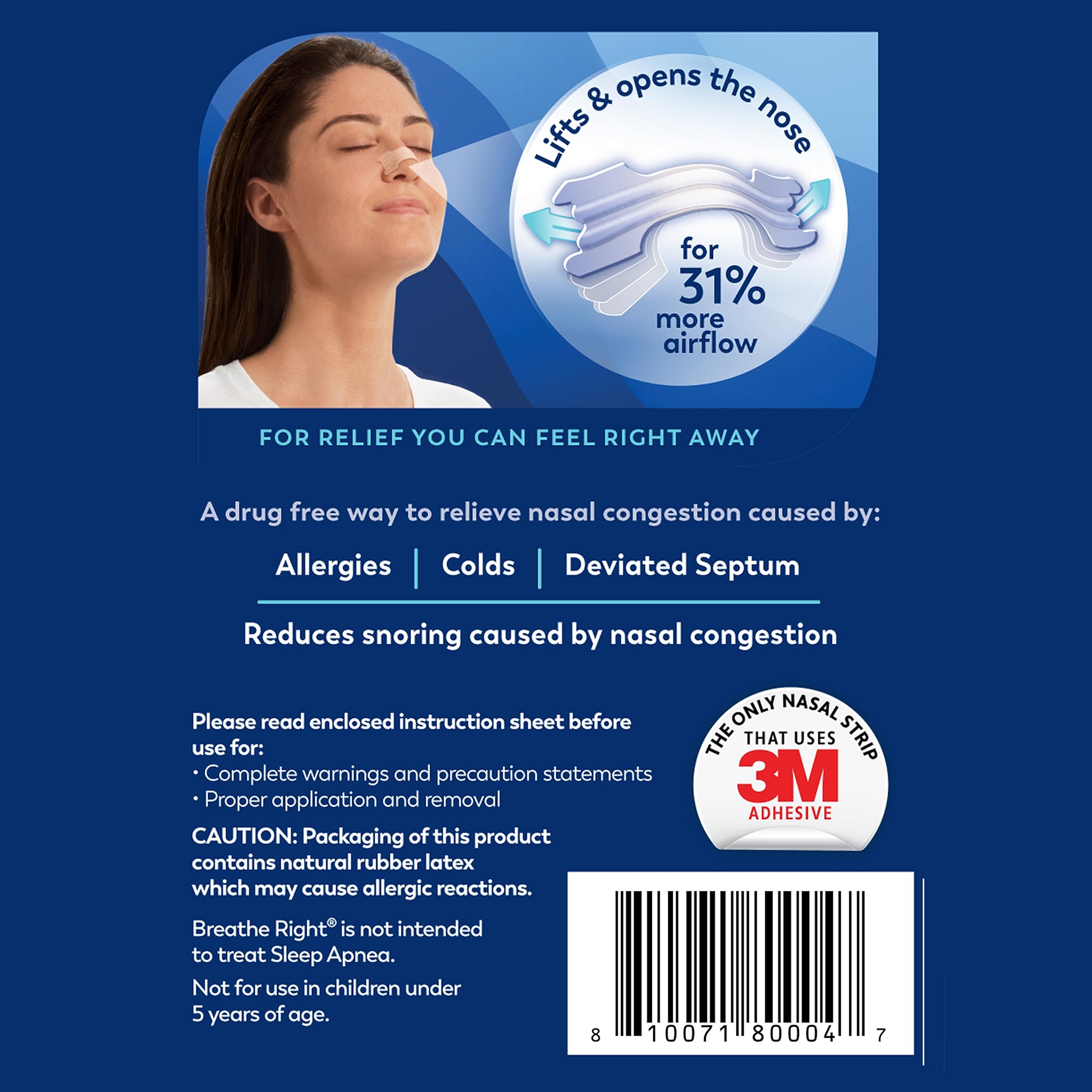 Breathe Right Original Nasal Strips | Clear Nasal Strips | Sm/Med | for Sensitive Skin | Help Stop Snoring | Drug-Free Snoring Solution & Nasal Congestion Relief Caused by Colds & Allergies | 30 ct