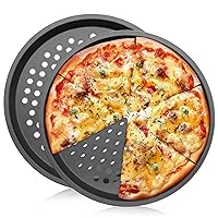 Pizza Pan with Holes 2Pcs Non-Stick Pizza Tray 12'' Perforated Pizza Pan Dishwasher Safe Steel Pizza Pan Even Heat Conduction for Oven Baking Supplies for Home Kitchen Accessories