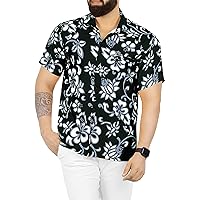 LA LEELA Mens Hawaiian Shirts Short Sleeve Button Down Shirt Men's Holiday Shirts Tropical Beach Summer Party Shirts for Men
