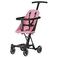 Lightweight and Compact Coast Rider Stroller with One Hand Easy Fold, Adjustable Handles and Soft Ride Wheels, Pink, 365-PINK