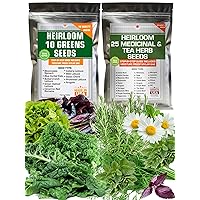Supreme Lettuce, Greens, Culinary and Medicinal Herb Seeds - Non-GMO, USA Grown - Total 11500 Heirloom Seeds for Planting Indoor, Outdoor and Hydroponic