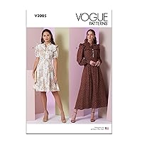 Vogue Misses' Lined Fit and Flare Dress Sewing Pattern Packet, Design Code V2005, Sizes 6-8-10-12-14, Multicolor