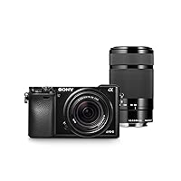 Sony Alpha a6000 Digital Camera Wi-Fi w/ 18-55mm 55-210mm Zoom Lens Bundle (Renewed)