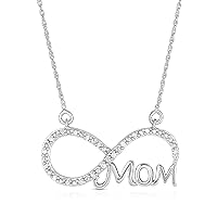 NATALIA DRAKE 1/10 Cttw Diamond Infinity Necklace for Women in Rhodium Plated 925 Sterling Silver Color I-J/Clarity I2-I3
