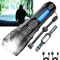 Rechoo High-Powered LED Flashlight S2000, Upgraded Powerful 2000 High Lumens Flashlights with 3 Modes, Zoomable, Water Resistant Flash Light for