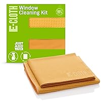 E-Cloth Window Cleaner Kit - Window and Glass Cleaning Cloth, Streak-Free Windows with just Water, Microfiber Towel Cleaning Kit for Windows, Car Windshield, Mirrors - Tangerine Orange