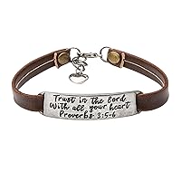 Yiyang Christian Gifts Leather Bracelet for Women Teens Inspirational Faith Bible Verse Religious Jewelry Christmas Birthday Baptism Gift for Women Girls