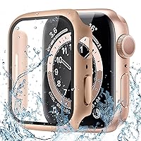 CAERMA Apple Watch Case for iWatch Series 9/SE2/SE/8/7/6/5/4 41mm Ultra Thin Case Waterproof 9H Hardness Tempered Glass High Transmittance Heavy Duty Shockproof Full Protection for Apple Watch Cover Gold