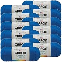 Caron Royal Blue, Simply Soft Solids Yarn, Multipack of 12, 12 Pack