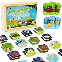 Memory Matching Game for Kids - 32pc Summer Camp Concentration Memory Card Matching Learning Toys Gifts for Preschool Toddler,Children,Boys and Girls Ages 3-5,3,4,5 and Up