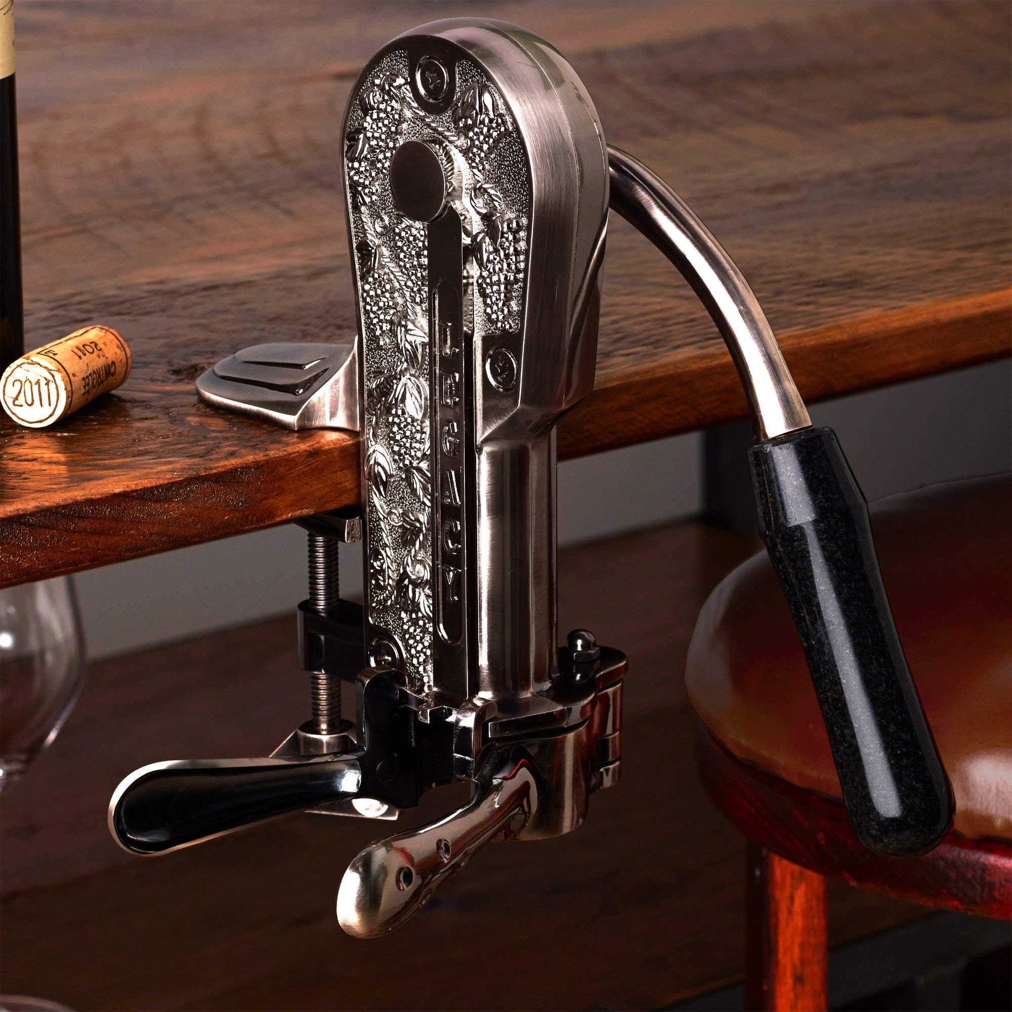 Legacy Corkscrew with Black Marble Handle - Pewter