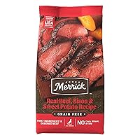Merrick Premium Grain Free Dry Adult Dog Food, Wholesome And Natural Kibble With Beef, Bison And Sweet Potato - 4.0 lb. Bag