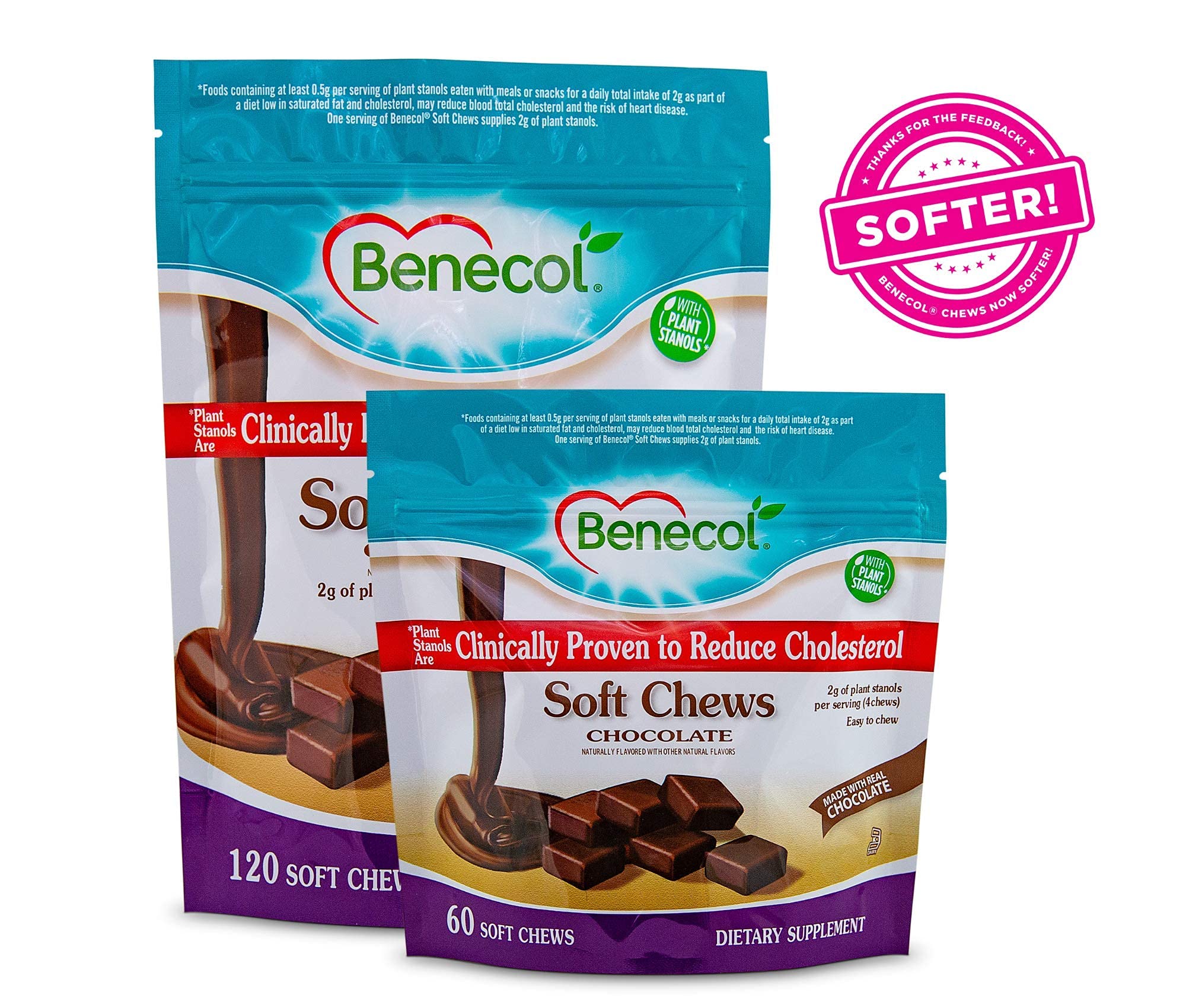Benecol® Soft Chews - Made with Cholesterol-Lowering Plant Stanols, which are Clinically Proven to Reduce Total & LDL Cholesterol* - Dietary Supplement (120 Chocolate Chews)