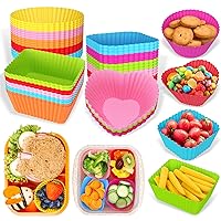 Korlon Silicone Lunch Box Dividers, 55 PCS Silicone Cupcake Liners Kids Lunch Accessories, Colorful Silicone Muffin Cups Lunch Bento Box