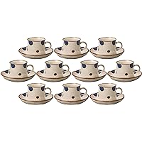 Set of 10 Polka Dot Us-shaped Blue Coffee Bowl Plates [5.8 x 1.1 inches (14.8 x 2.7 cm)] [Bowl Plate]