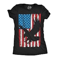 Womens Eagle in Flag Awesome T Shirt Fourth of July Graphic Tee for Ladies