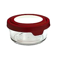 Anchor Hocking 4-Cup Round Food Storage Containers with Red TrueSeal Airtight Lids, Set of 4