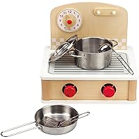 Hape Tabletop Cook and Grill Kid's Wooden Kitchen Play Set with Accessories