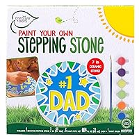 Creative Roots Paint Your Own #1 Dad Stepping Stone, Paintable Ceramic 7 in. Stone, Includes 6 Acrylic Paints & Paintbrush, Great Arts and Crafts for Kids Ages 8-12