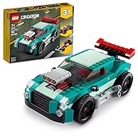 LEGO Creator 3 in 1 Street Racer Car, Rebuildable Kit Transforms to a Muscle Car, Hot Rod, or Race Car Toy, Great Model Car Toy Gift for Boys and Girls Age 7+ Years Old, 31127