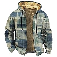 Mens Jackets Sherpa Hoodie Jacket Fleece Lined Zip Up Warm Hoodies Sweatshirt Winter Zipper Sweater Hooded Coat