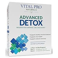 Vital Pro Naturals - Advanced Detox Cleanse for Occasional Gas and Bloating, Supports a Healthy Intestinal Balance, 2-Part - 14 Day Kit, 56 Capsules
