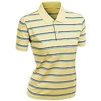Women's 180-200 TC Silket Striped Polo Dri Fit Collar T-Shirt Yellow XXXL