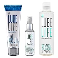 Lube Life Treat Yo' Self Bundle, Made for Long Lasting Play with Handie Cream, Delay Spray and Toy Lube for Men and Couples