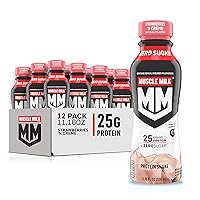 Muscle Milk Pro Advanced Nutrition Protein Shake, Slammin Strawberry, 11 Fl Oz Carton 12 Pack Bundle with Muscle Milk Genuine Shake, Strawberry, 11.16 Fl Oz Bottles Pack of 12