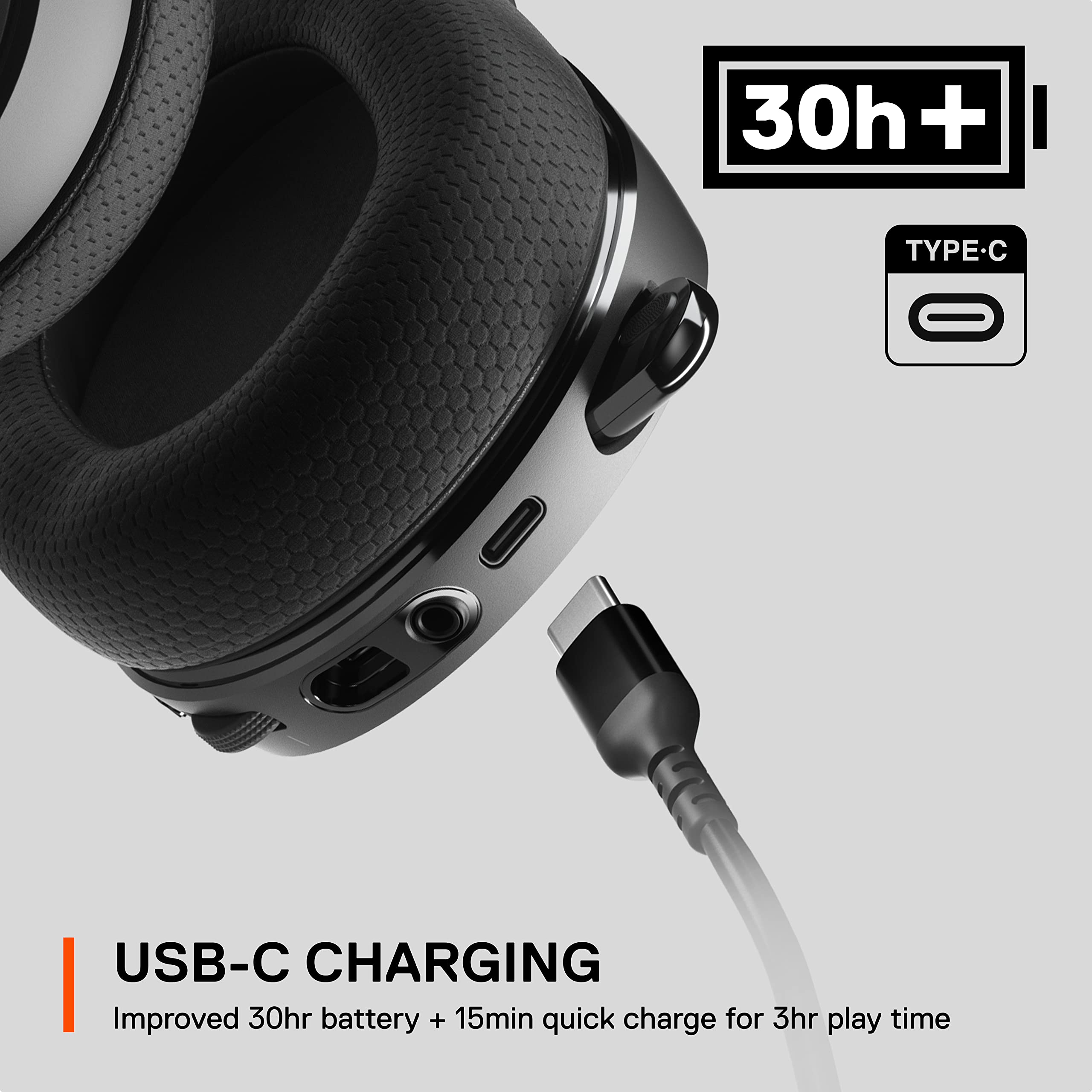 SteelSeries Arctis 7+ Wireless Gaming Headset – Lossless 2.4 GHz – 30 Hour Battery Life – USB-C – 7.1 Surround – For PC, PS5, PS4, Mac, Android and Switch - Black