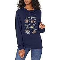 STAR WARS Story Map Women's Cowl Neck Long Sleeve Knit Top