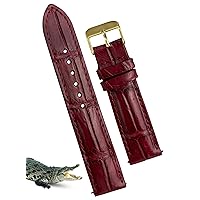 Alligator Leather Watch Band Men Quick Release Crocodile Belly Vintage Replacement Wristwatch Strap for Classic and Smart Watch 18mm 19mm 20mm 21mm 22mm 24mm Tag Buckle