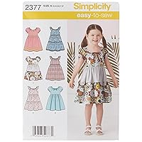 Simplicity Learn To Sew Patterned Girl's Dress Sewing Pattern Template, Sizes 3-8