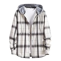 Men's Plaid Long Sleeve Button Down Shirt Pocket Front Casual Shirts Trendy Comfy Work Shirts Blouse Flannel Shirts