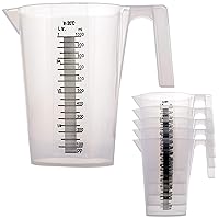 TCP Global 1 Liter (1000ml) Plastic Graduated Measuring and Mixing Pitcher (Pack of 6) - Holds Over 1 Quart (32oz) - Pouring Cups, Measure & Mix Paint, Resin, Epoxy, Kitchen Cooking Baking Ingredients