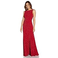 Adrianna Papell Women's Metallic Knit Cowl Back Gown