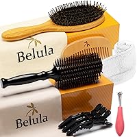 Belula Add Volume to Your Hair Set. Detangling Boar Bristle Hair Brush for Thick Hair Set and Medium 2.4