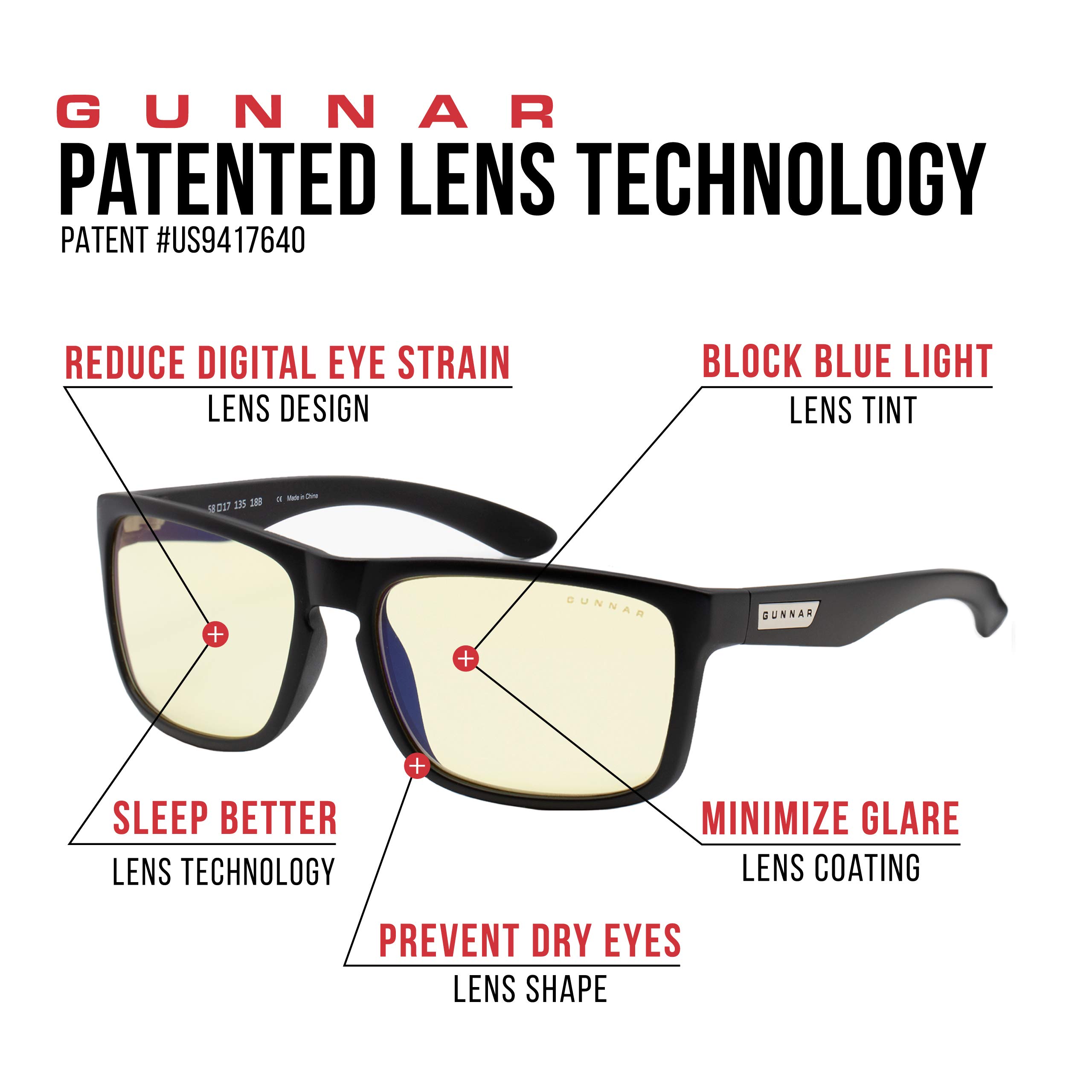 Gunnar - Premium Premium Gaming and Computer Glasses - Blocks 65% - 98% Blue Light - Intercept