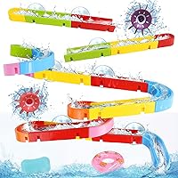 Bath Toys for Kids Ages 3-4-8 Toddler Bathtub Toys Slippery Slide Track DIY Mold Free Shower Toddler Toys with Suction Cups Birthday Gift for Boys Girls Bath Time Ages 3 4 5 6 7 8(38PCS)