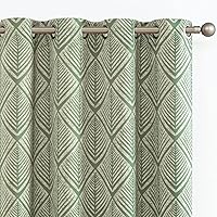 jinchan 80% Blackout Curtains for Living Room, Geometric Patterns Drapes for Bedroom, Window Treatments for Room Darkening, Grommet Thermal Insulated Curtains 84 inch Length 2 Panels, Sage Green