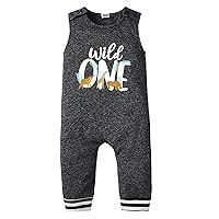 Viworld Wild One Romper Baby Boy 1st Birthday Button Solid Bodysuit One Piece Jumpsuit Outfits Clothes