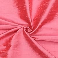 Coral Pink 100% Pure Silk Fabric by The Yard, 41 inches or 104 cm Width, 1 Continuous Yard Pink Silk Fabric, Pure Silk Dupioni Bridal Dress Upholstery Curtain Wholesale Fabric