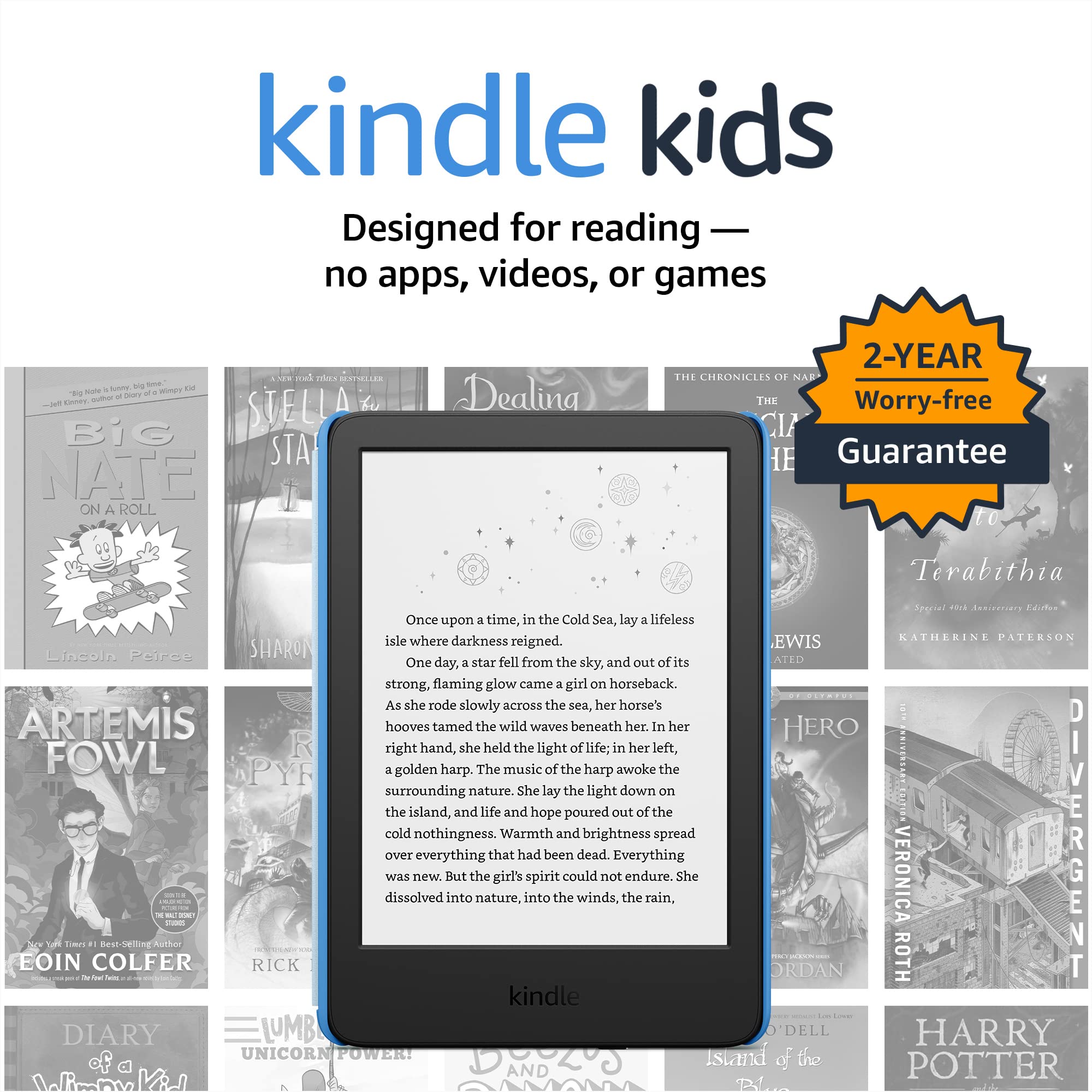 Kindle Kids (2022 release) – Includes access to thousands of books, a cover, and a 2-year worry-free guarantee - Space Whale