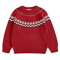 Curipeer Boy's Girl's Cable Knitted Crew Neck Sweater Fall Pullover 1-8Y