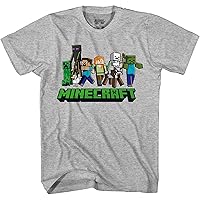 Minecraft Big Boys' Lineup Crew Tee, Heather (L)