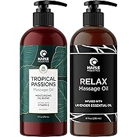 Scented Sensual Massage Oil for Couples - Tropical Full Body Massage Oil with Jojoba Coconut and Sweet Almond Oil Plus Relaxing Massage Oil with Lavender Oil - Non GMO Gluten Free and Vegan