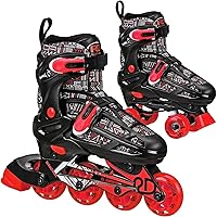 Roller Derby Falcon 2-in-1 Combo Quad and Inline Skates for Kids, Adjustable Sizing
