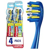 Colgate Extra Soft Toothbrush for Kids, Kids Toothbrush Pack with Built in Suction Cup Toothbrush Holder, Designed for Children Ages 2 and Up, Extra Soft Bristles, Bluey, 4 Pack