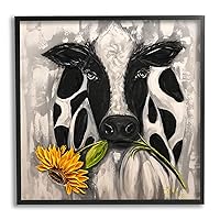 Stupell Industries Cow & Sunflower Painting Framed Giclee Art by Estelle Grengs